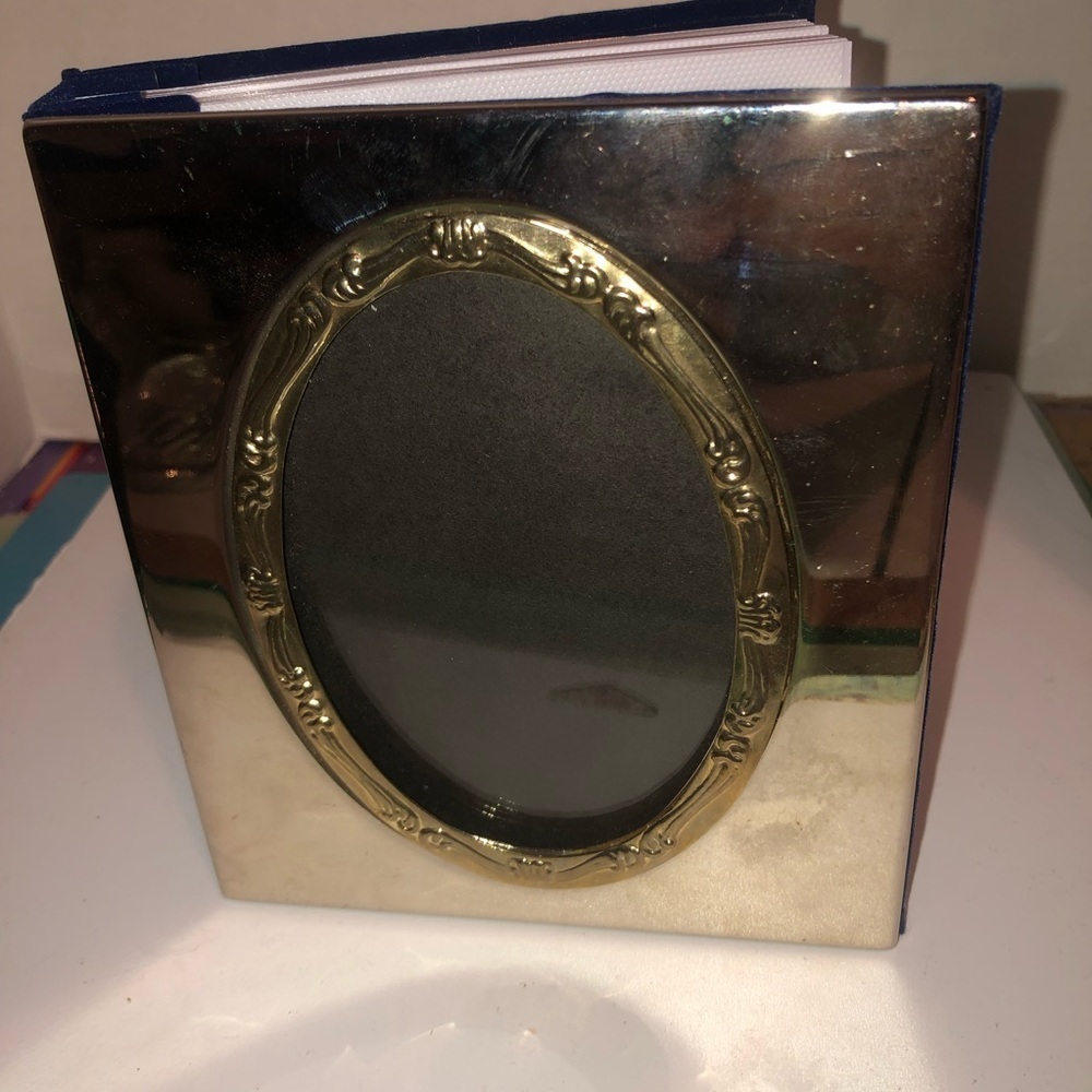 Silver photo album with picture insert- 6 1/2” by 5 1/2” - photo inserts inside.